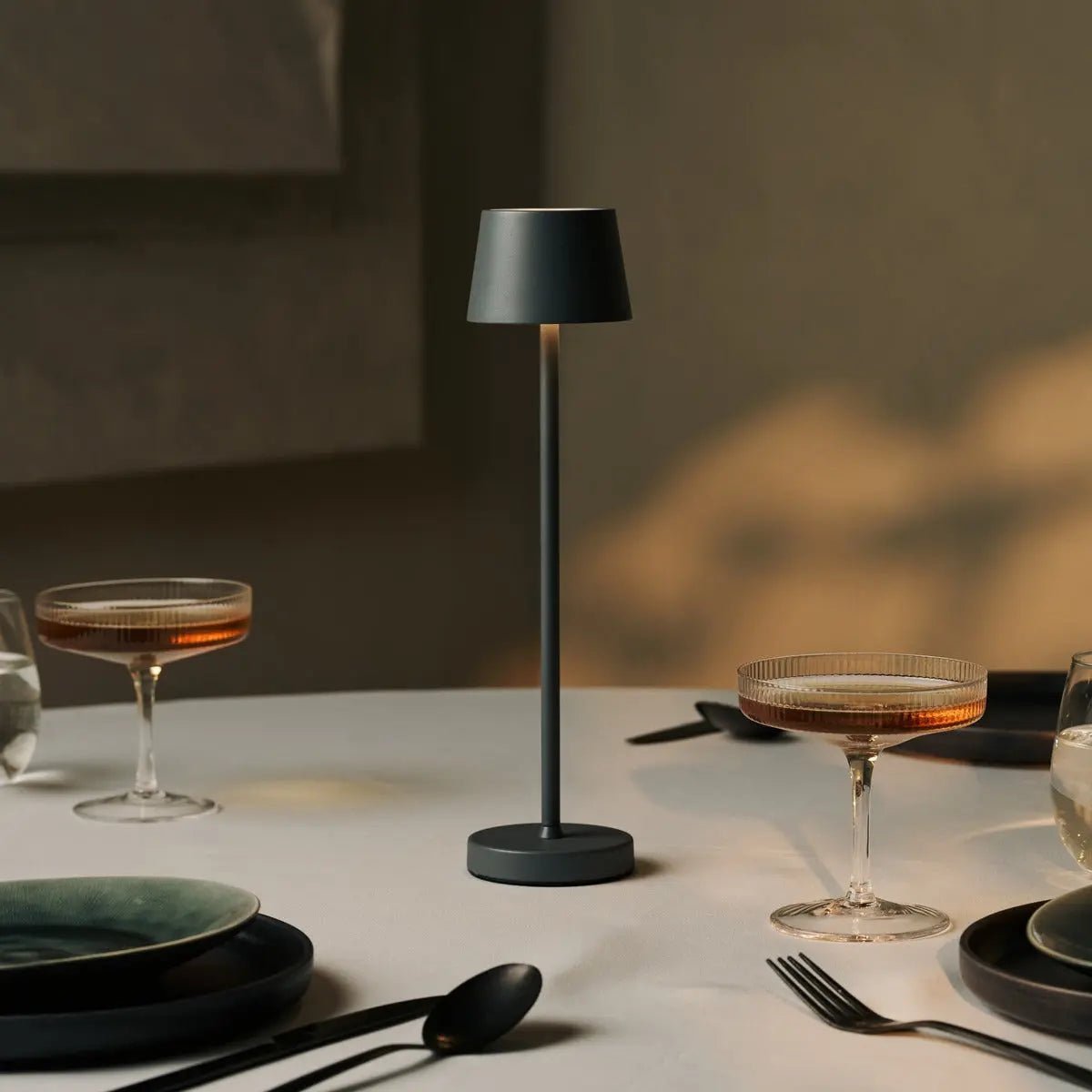 Vondel Mini Stone Grey Cordless Lamp | Dimmable & Perfect for Hospitality Industry - LUXONAS HOME