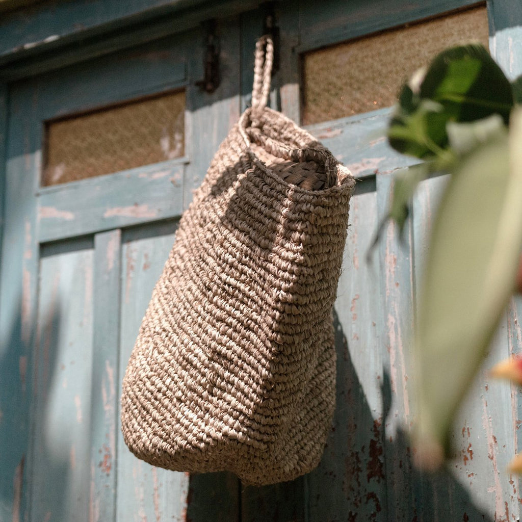 Wall Basket UTARA Hanging Storage Basket made of Raffia - LUXONAS HOME