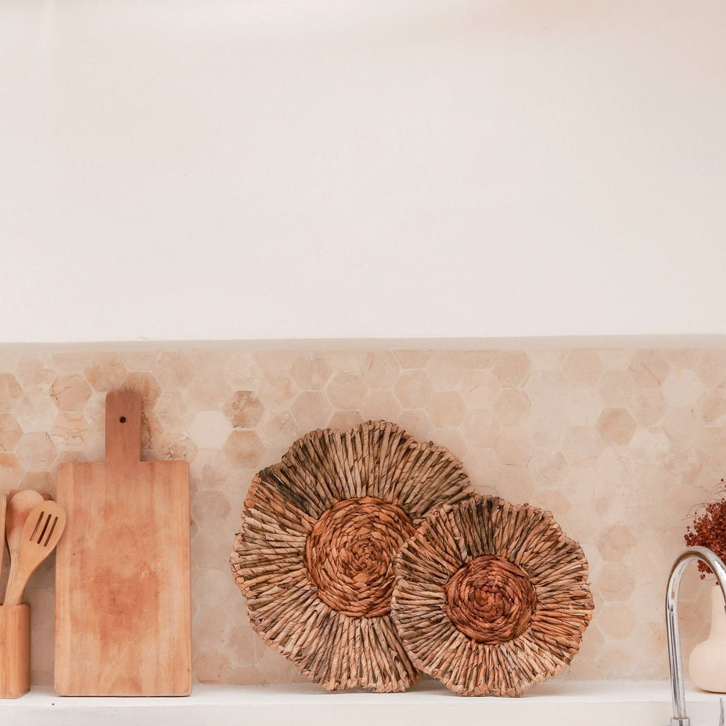 Wall Decor or Bowl MELAYA Wall Basket made of Banana Fibre (2 sizes) - LUXONAS HOME