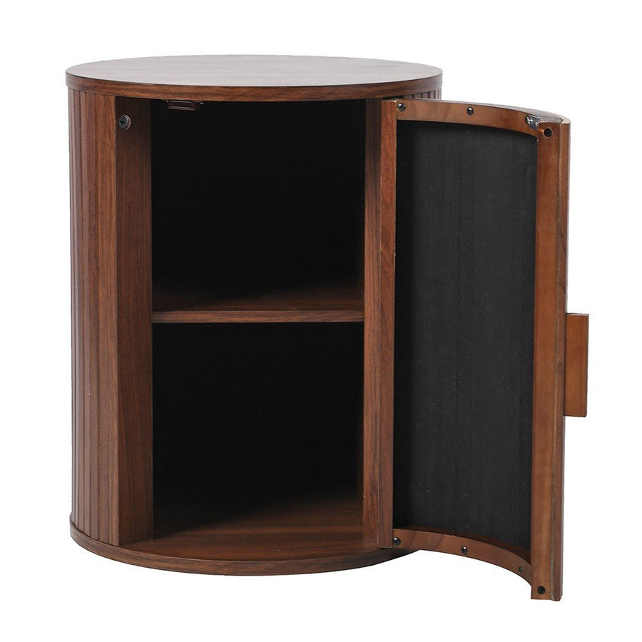 Walnut Round Bedside Table