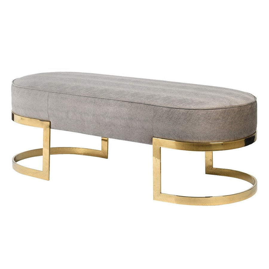 Warm Grey Hide Footstool
