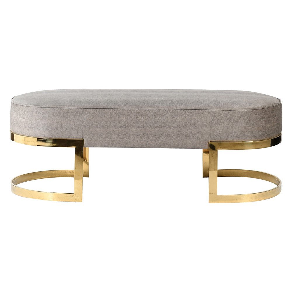 Warm Grey Hide Footstool - LUXONAS