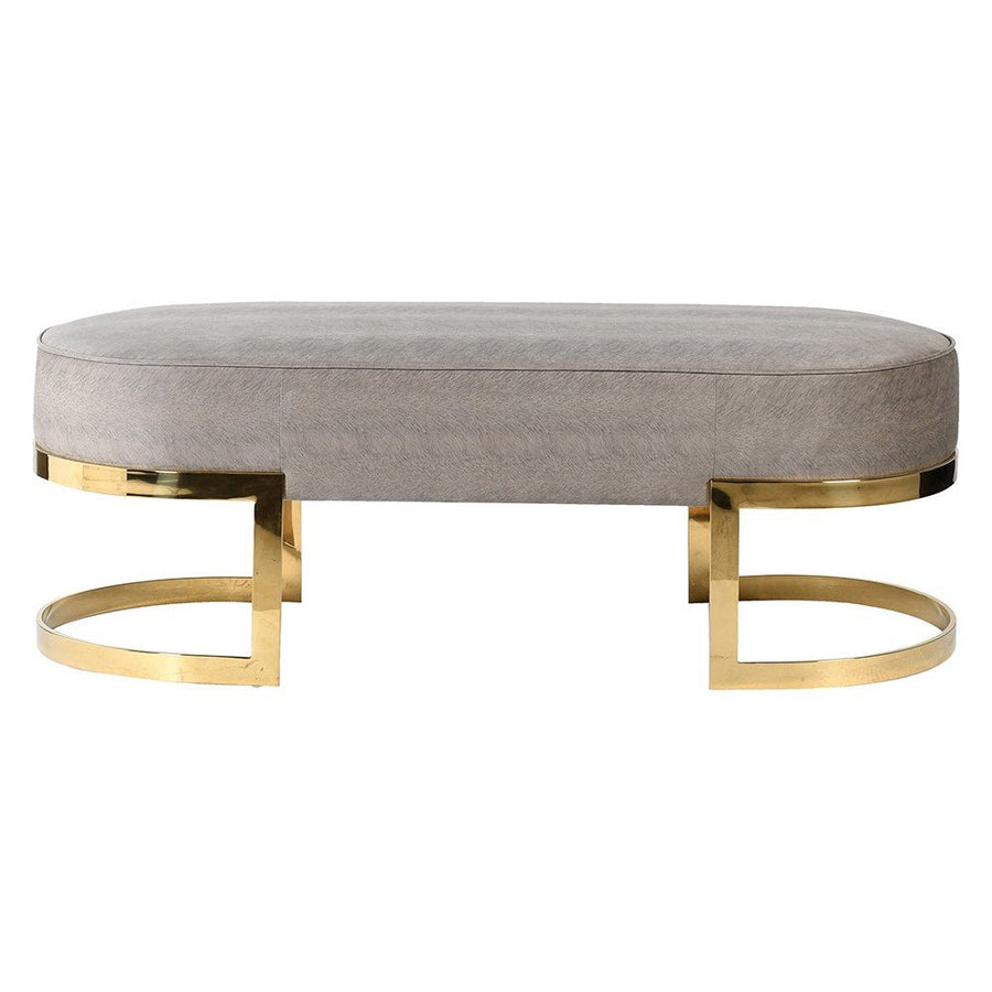 Warm Grey Hide Footstool