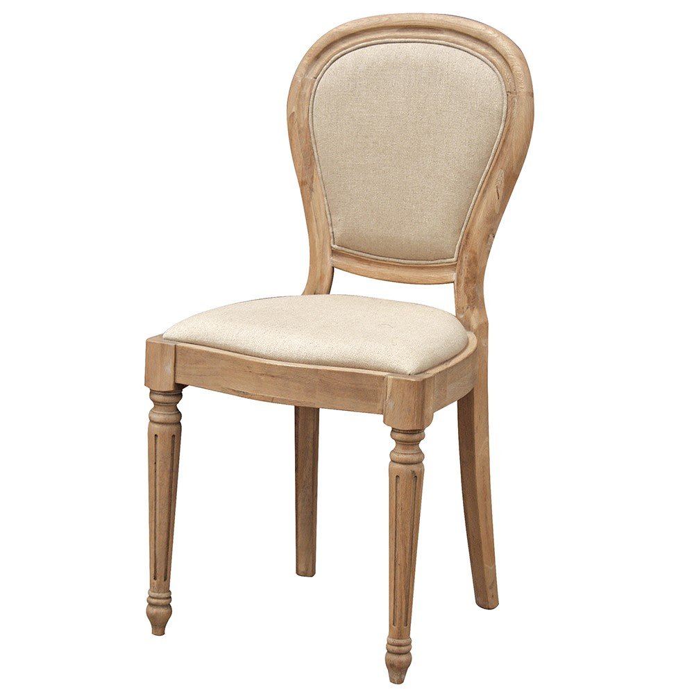 Weathered Oak Linen Dining Chair