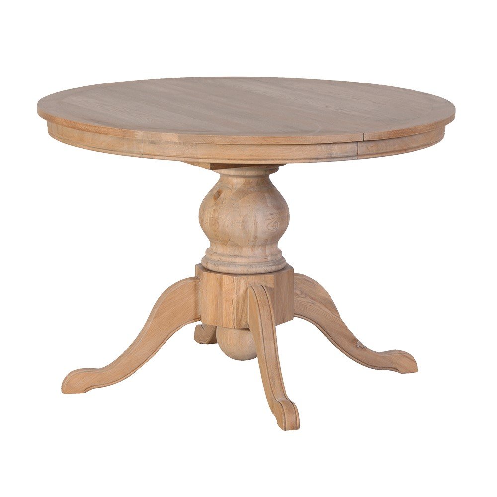 Weathered Oak Round Extending Dining Table - LUXONAS