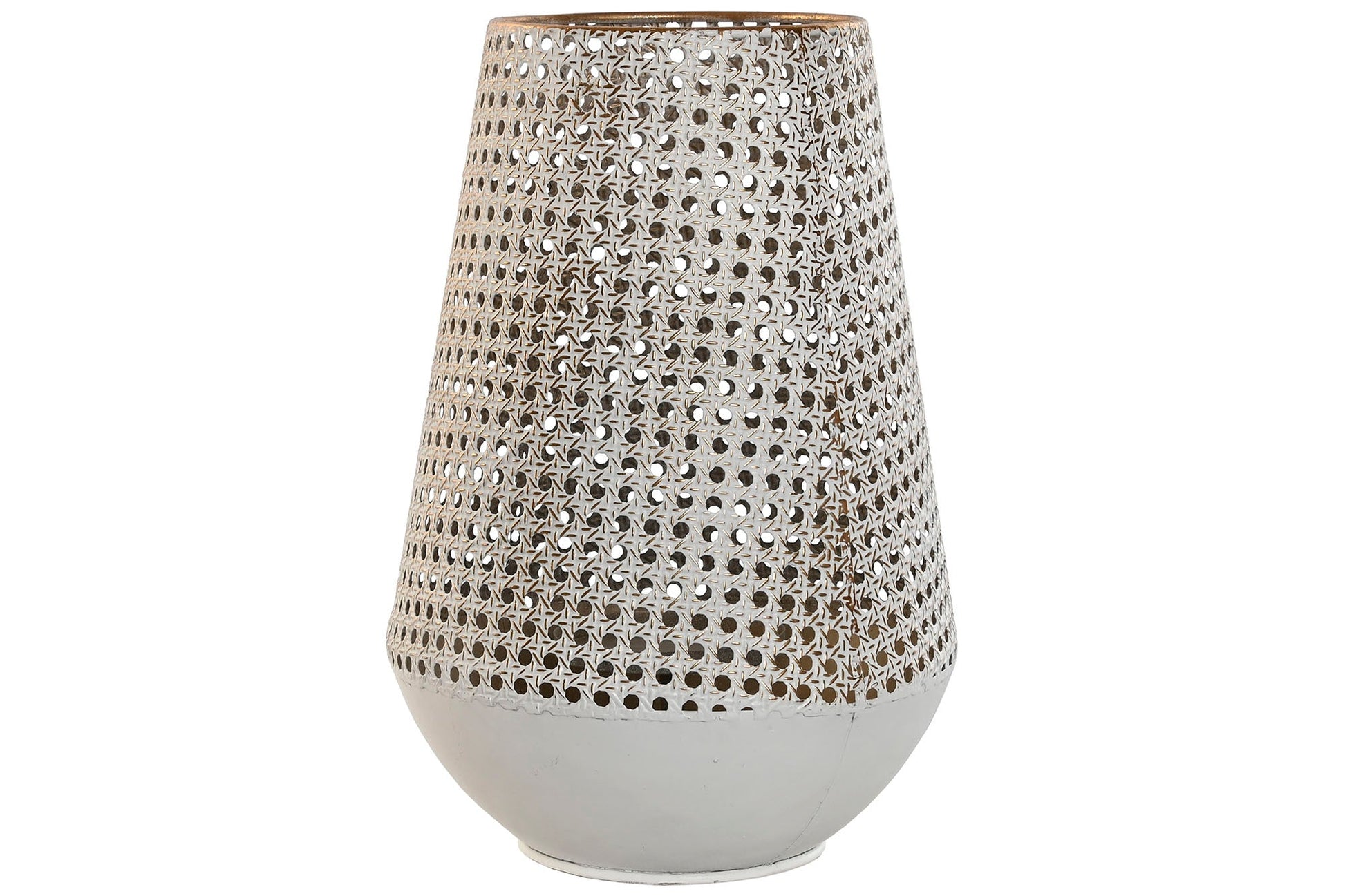 White Aged Metal Candle Holder - LUXONAS