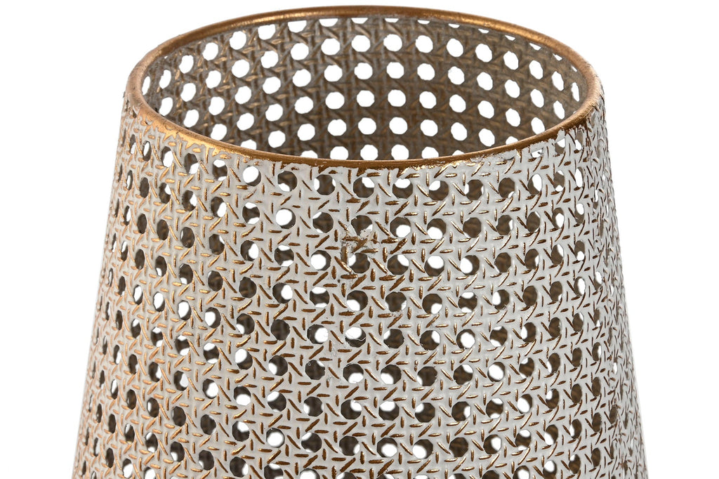 White Aged Metal Candle Holder - LUXONAS