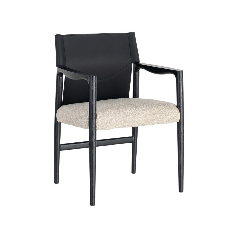 White and Black Woven Carver Chair
