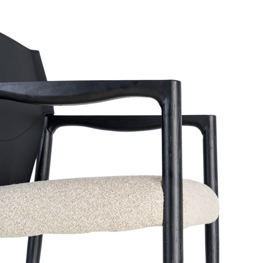 White and Black Woven Carver Chair