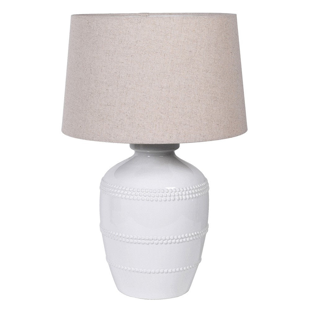 White Beaded Ceramic Table Lamp - LUXONAS