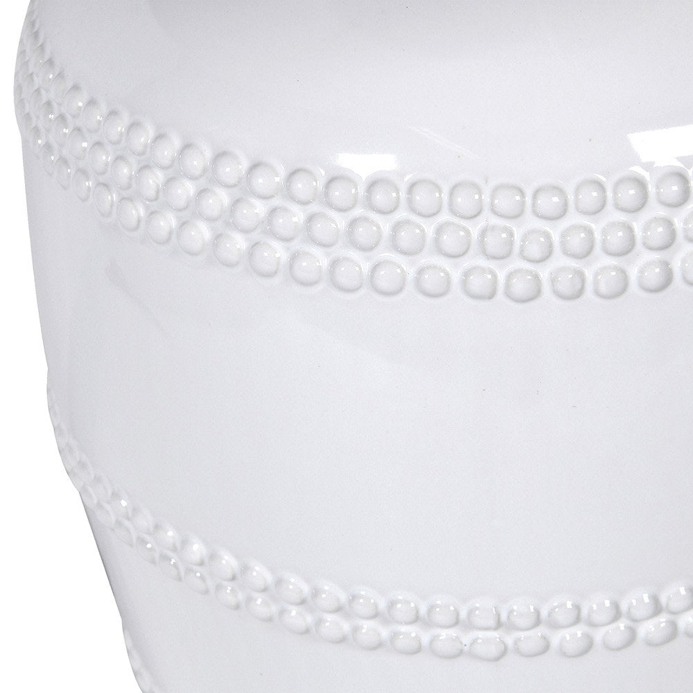 White Beaded Ceramic Table Lamp - LUXONAS