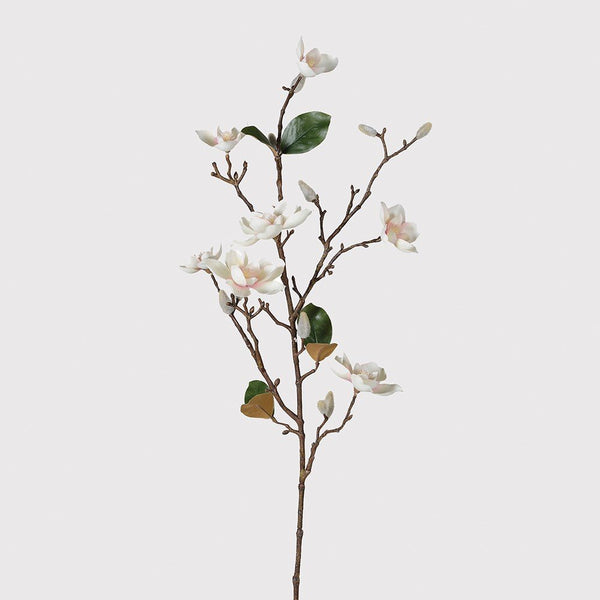 White Blush Magnolia Spray - Elegant Decorative Floral Accent