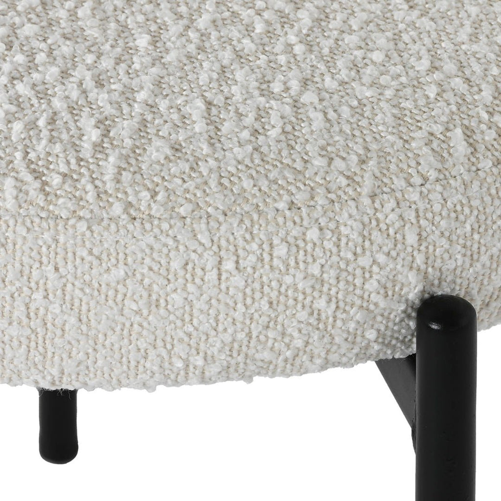 White Boucle Polyester Dining Chair w/Black Metal Frame - LUXONAS