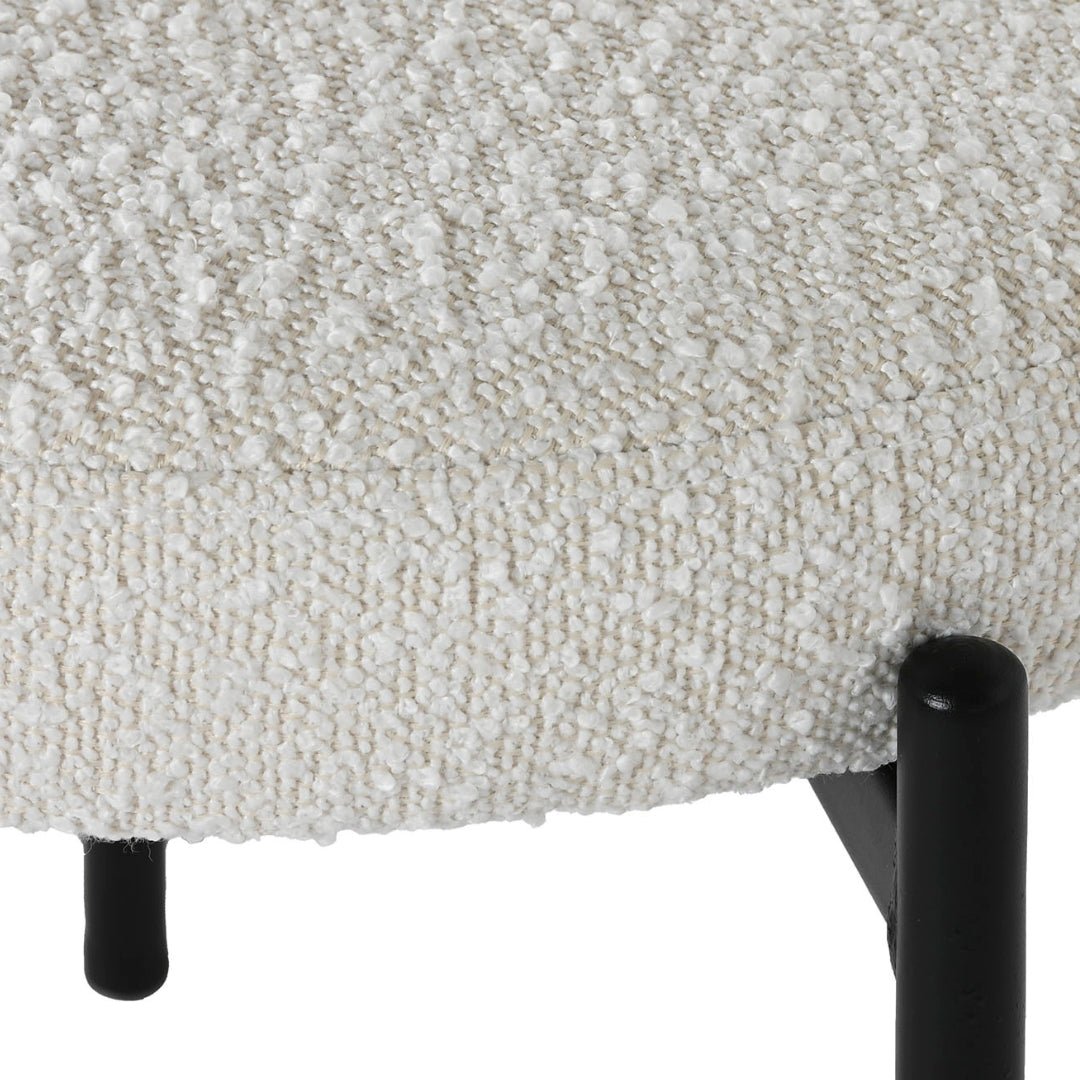 White Boucle Polyester Dining Chair w/Black Metal Frame - LUXONAS