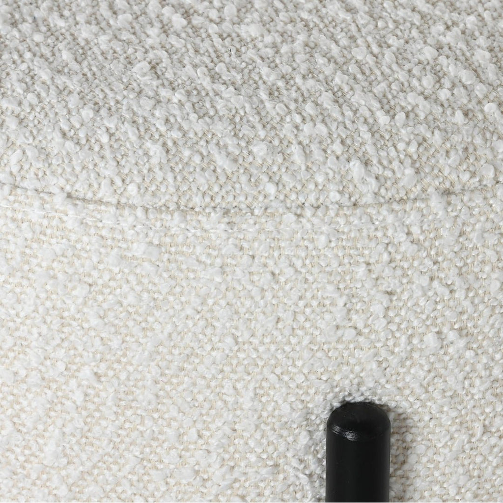 White Boucle Polyester Stool w/Black Metal Frame - LUXONAS