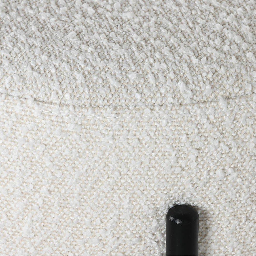 White Boucle Polyester Stool w/Black Metal Frame - LUXONAS