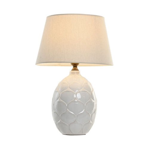 White Ceramic Design Table Lamp - LUXONAS