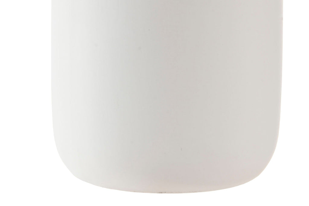 White Ceramic Vase w/Straw Handle - LUXONAS