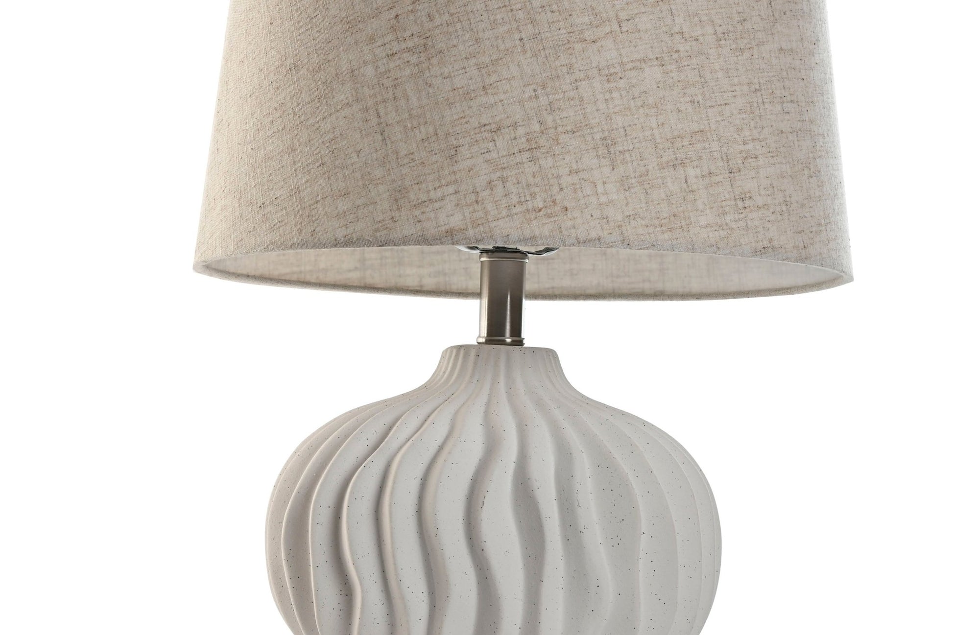 White Ceramic Wave Base Table Lamp - LUXONAS