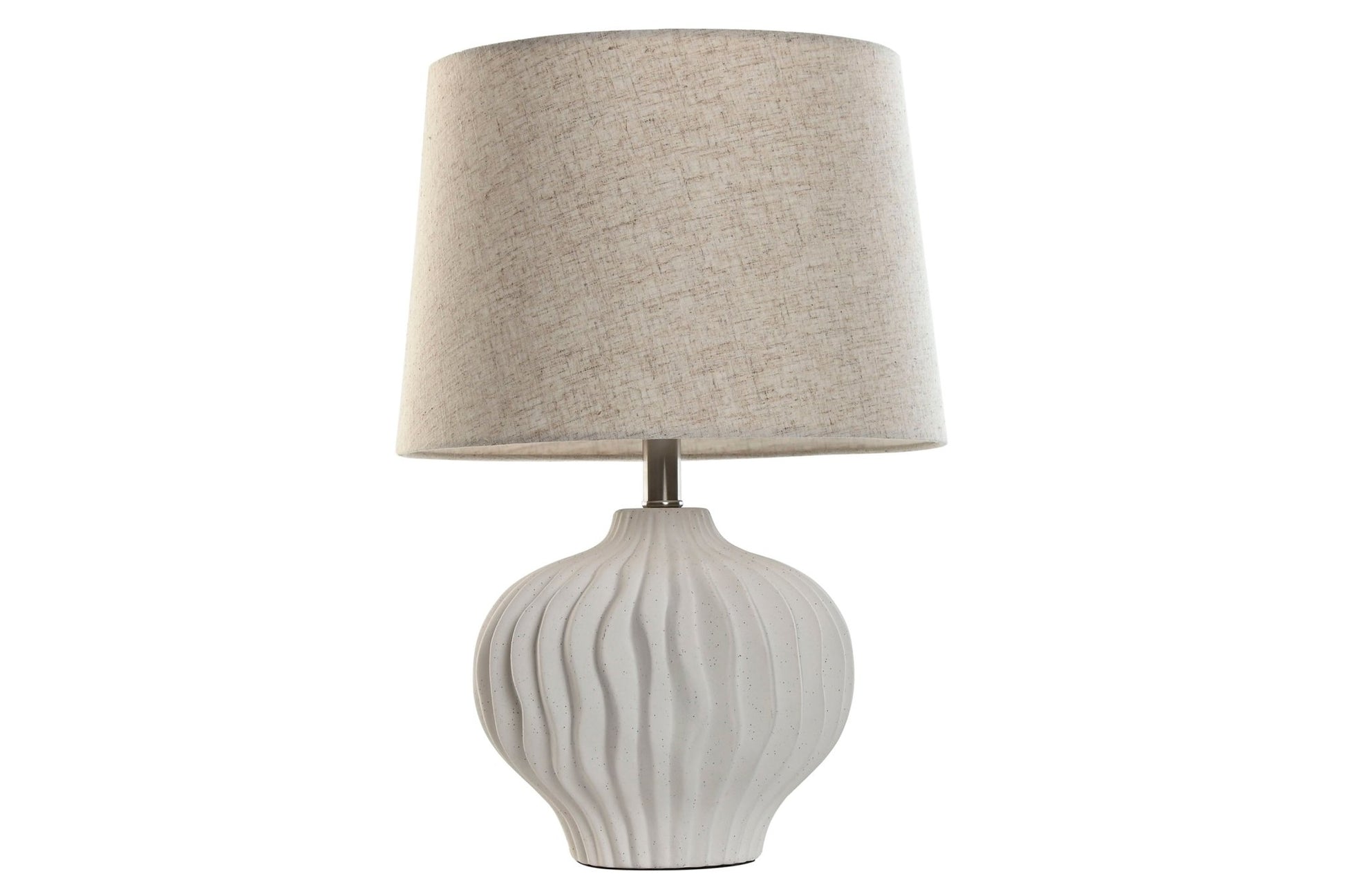 White Ceramic Wave Base Table Lamp - LUXONAS