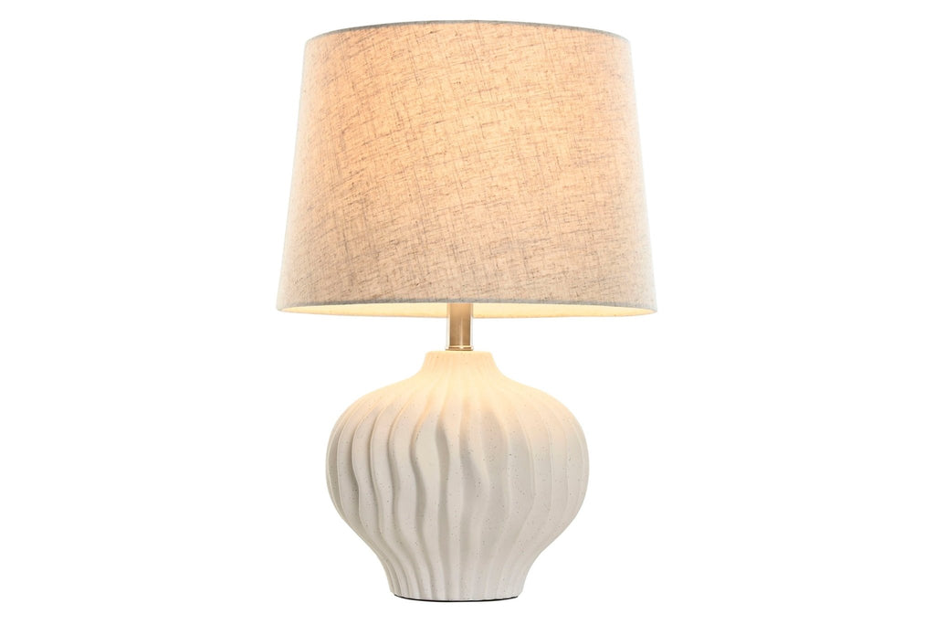 White Ceramic Wave Base Table Lamp - LUXONAS