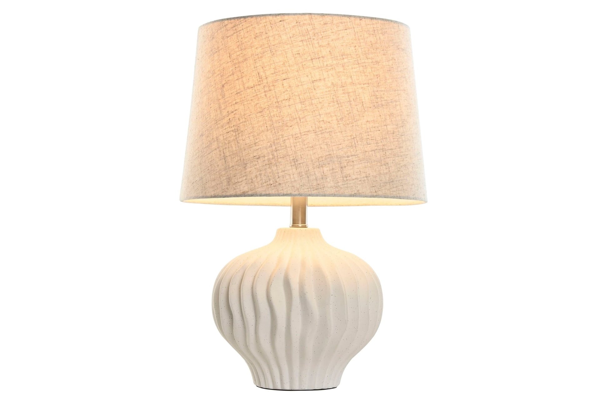 White Ceramic Wave Base Table Lamp - LUXONAS
