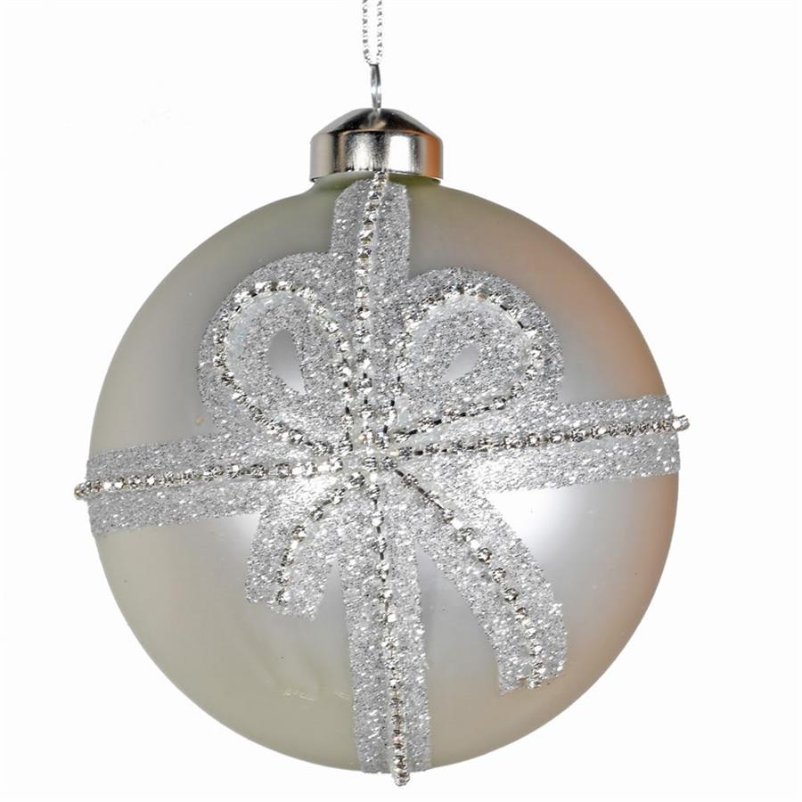 White Diamante Bow Bauble