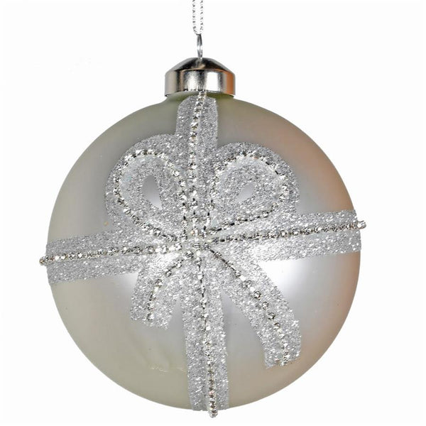 White Diamante Bow Bauble