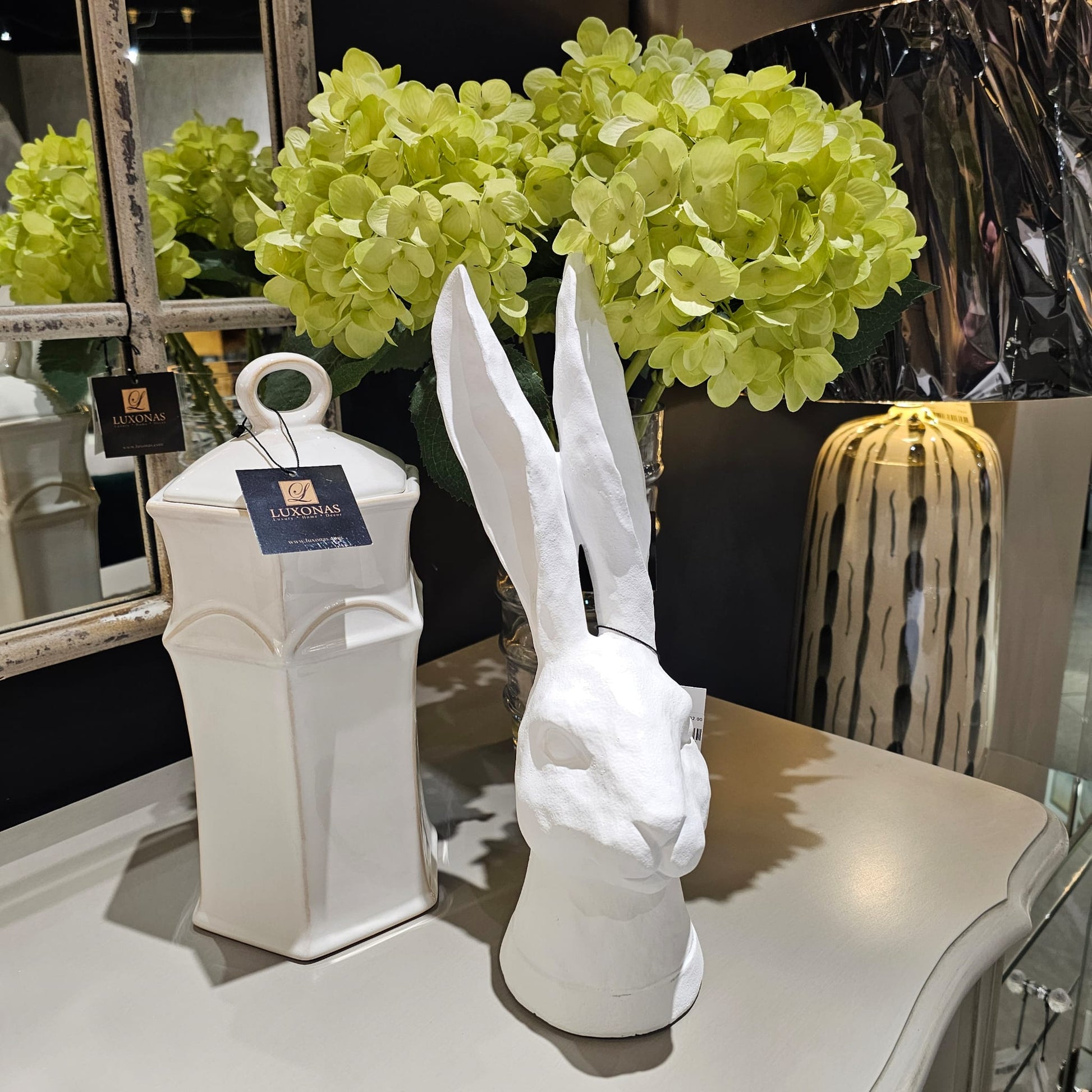 White Ears Up Rabbit Head Ornament - LUXONAS