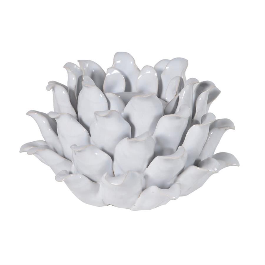 White Flower Ceramic T-Light Holder