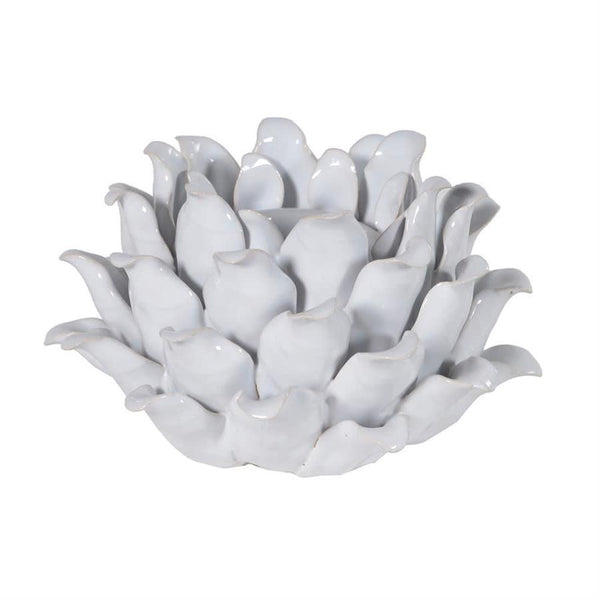 White Flower Ceramic T-Light Holder