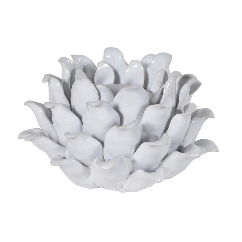 White Flower Ceramic T-Light Holder