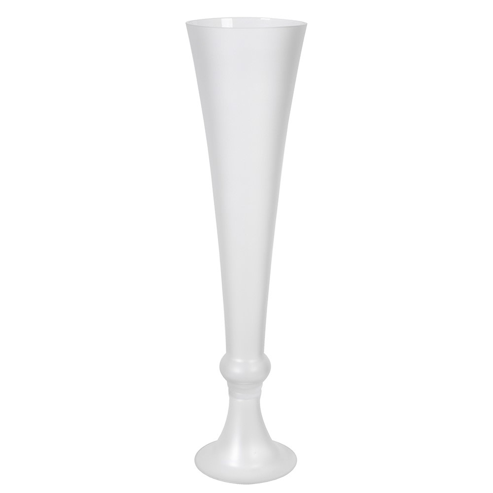 White Frosted Glass Flute Vase - 60cm