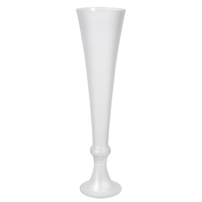 White Frosted Glass Flute Vase - 60cm