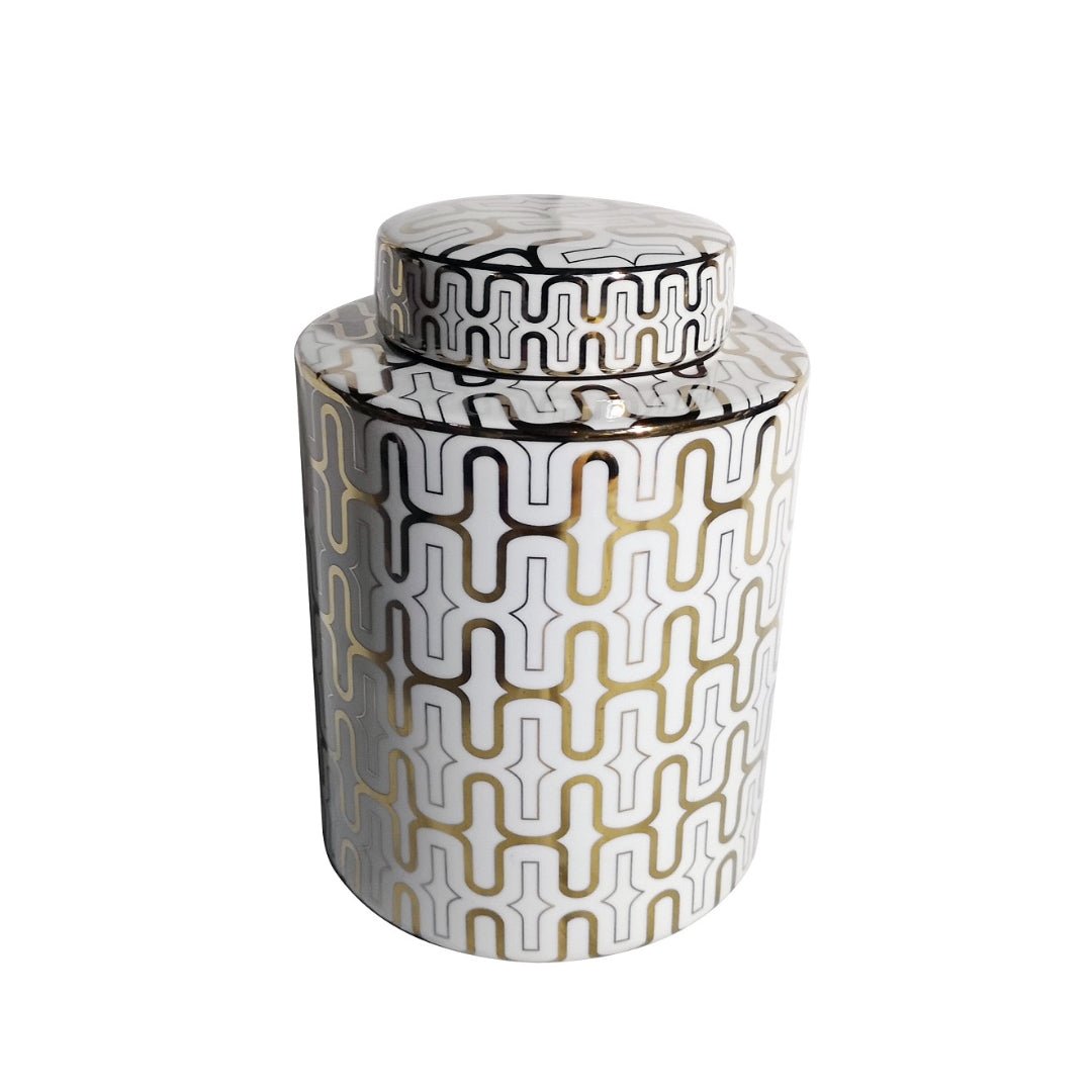 White & Gold Large Jar 'Bubble' - LUXONAS