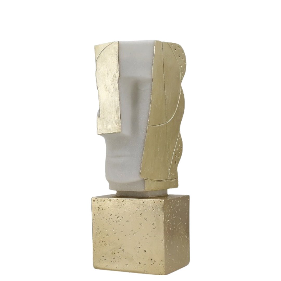 White & Gold Resin Abstract Face Décor 44cm - LUXONAS
