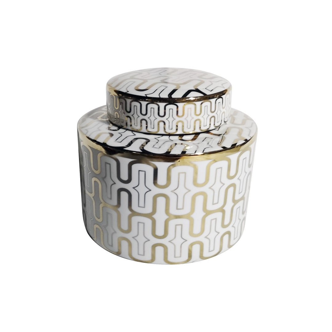 White & Gold Small Jar 'Bubble' - LUXONAS