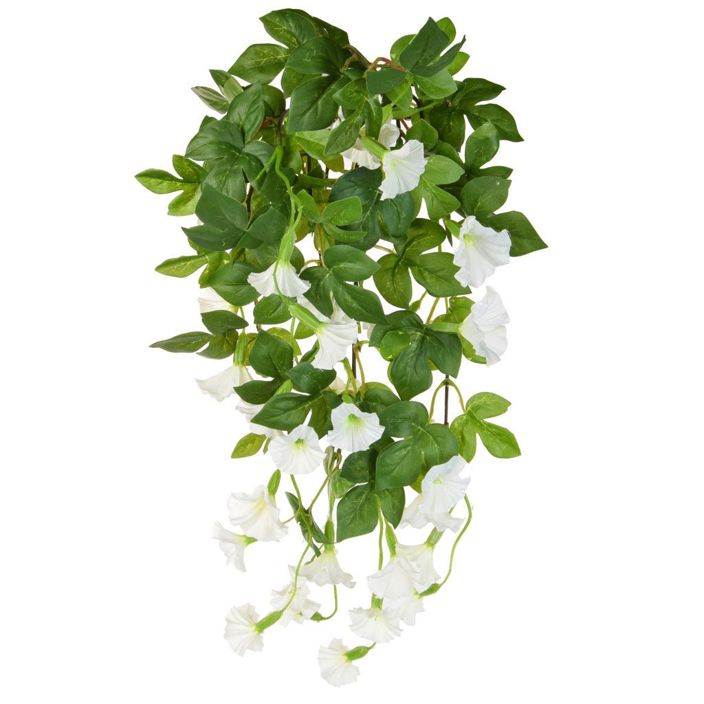 55cm White Hanging Petunia Faux Floral Arrangement