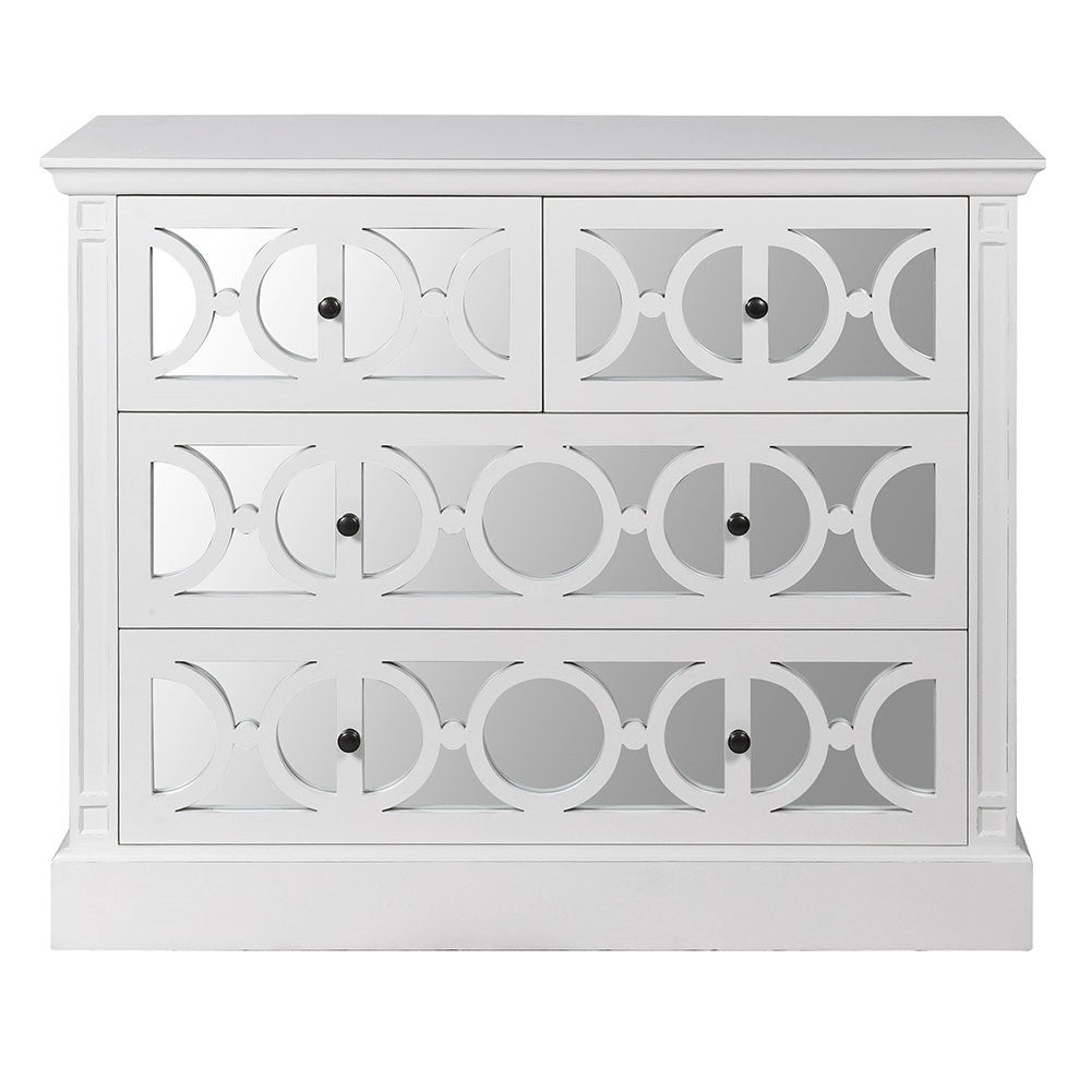White Lysa Mirror 2/2 Drawer Chest - LUXONAS