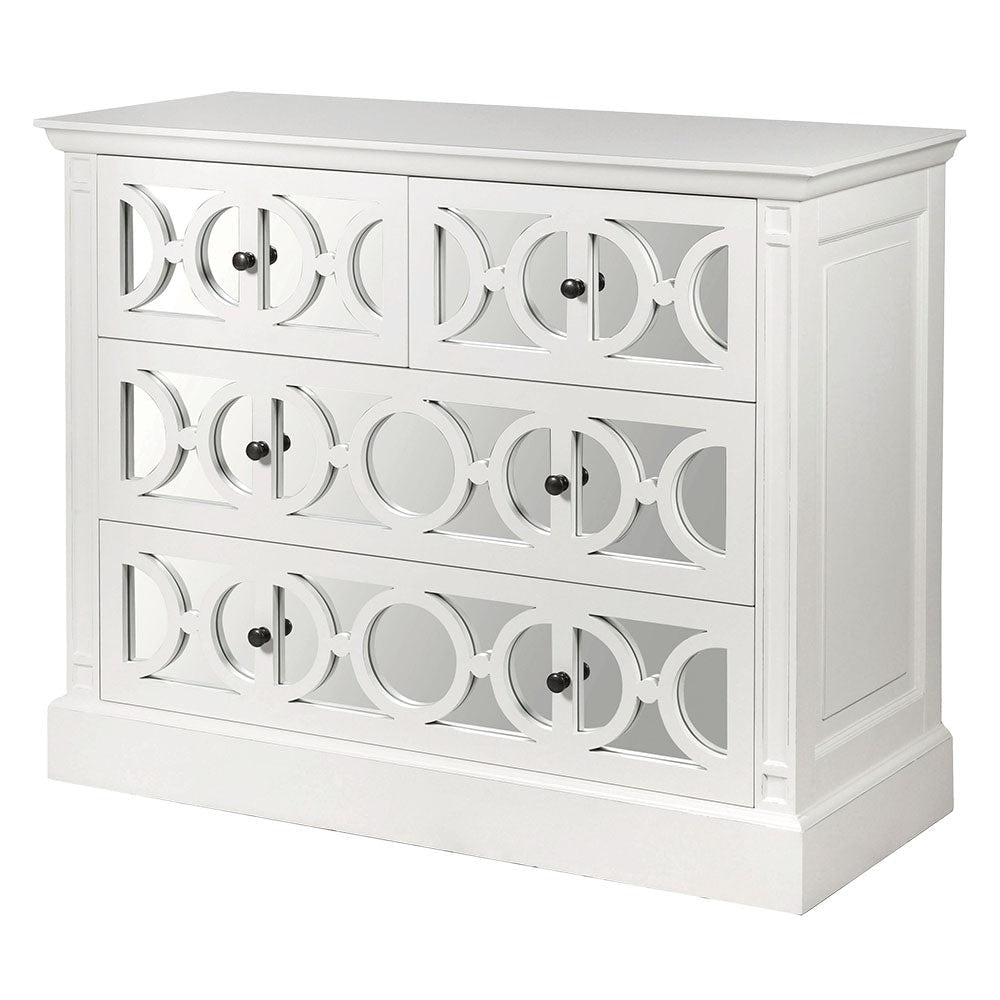 White Lysa Mirror 2/2 Drawer Chest - LUXONAS
