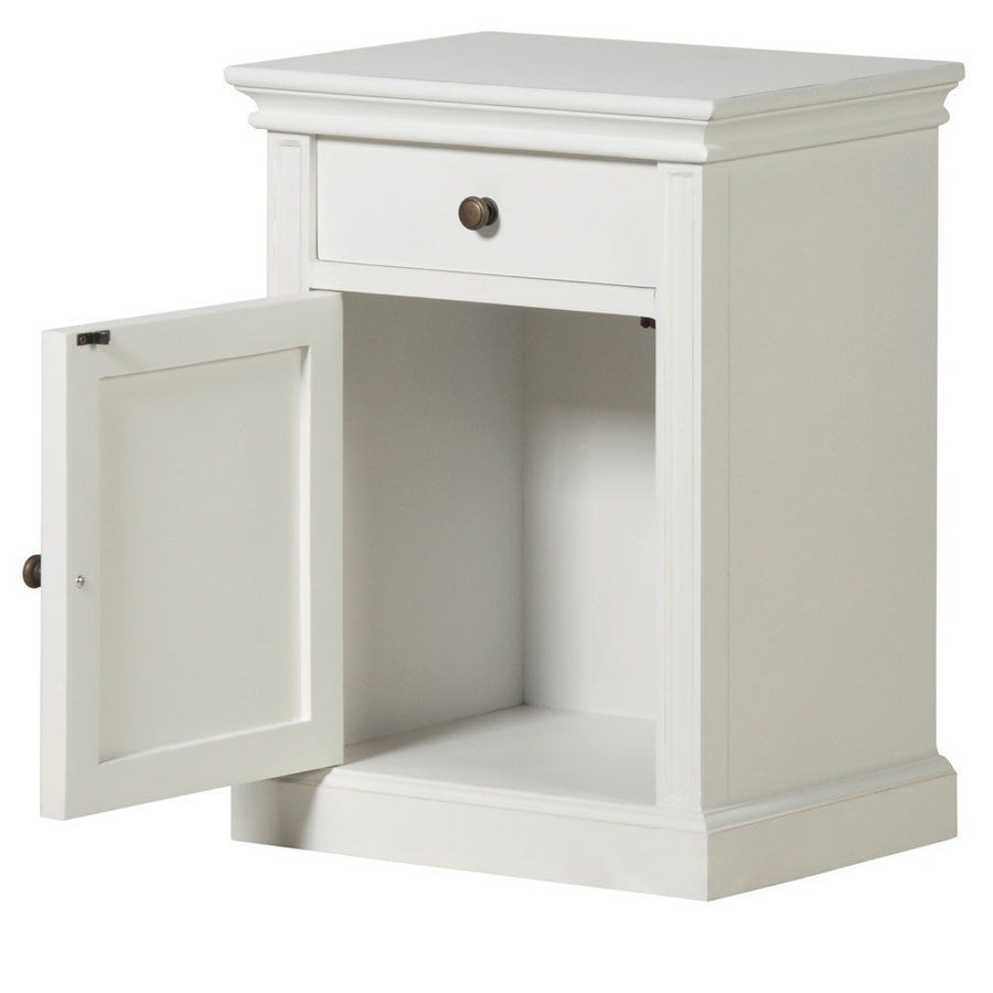 White Lysa Single Drawer Bedside