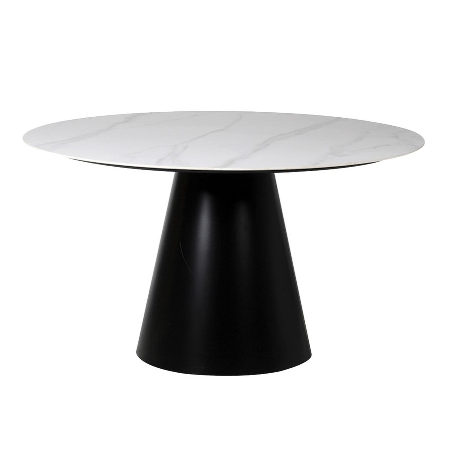 White Marble Effect Top Round Dining Table