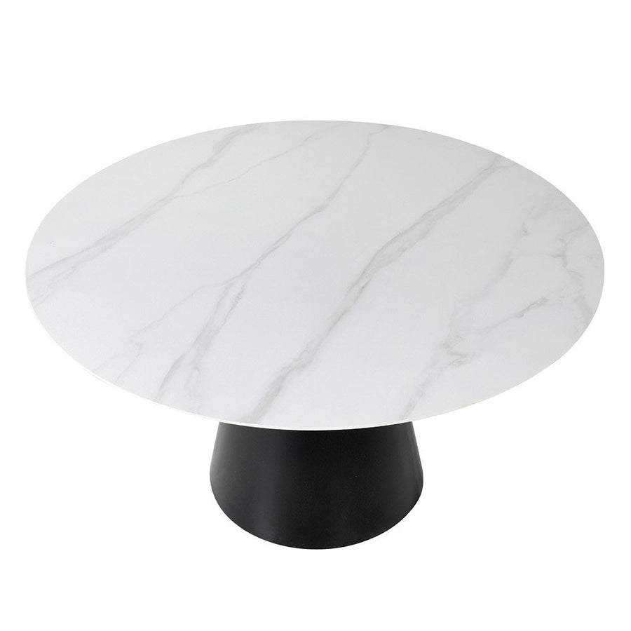 White Marble Effect Top Round Dining Table