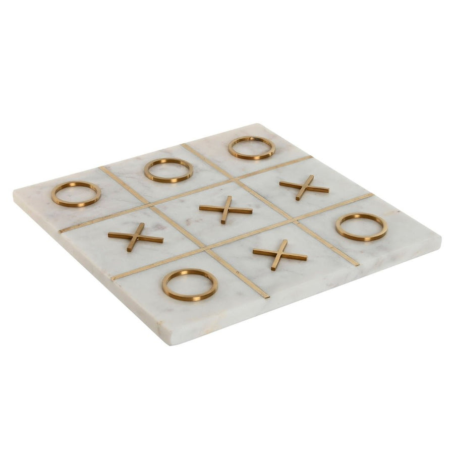 White Marble OXO Game - Elegant Tic Tac Toe Set