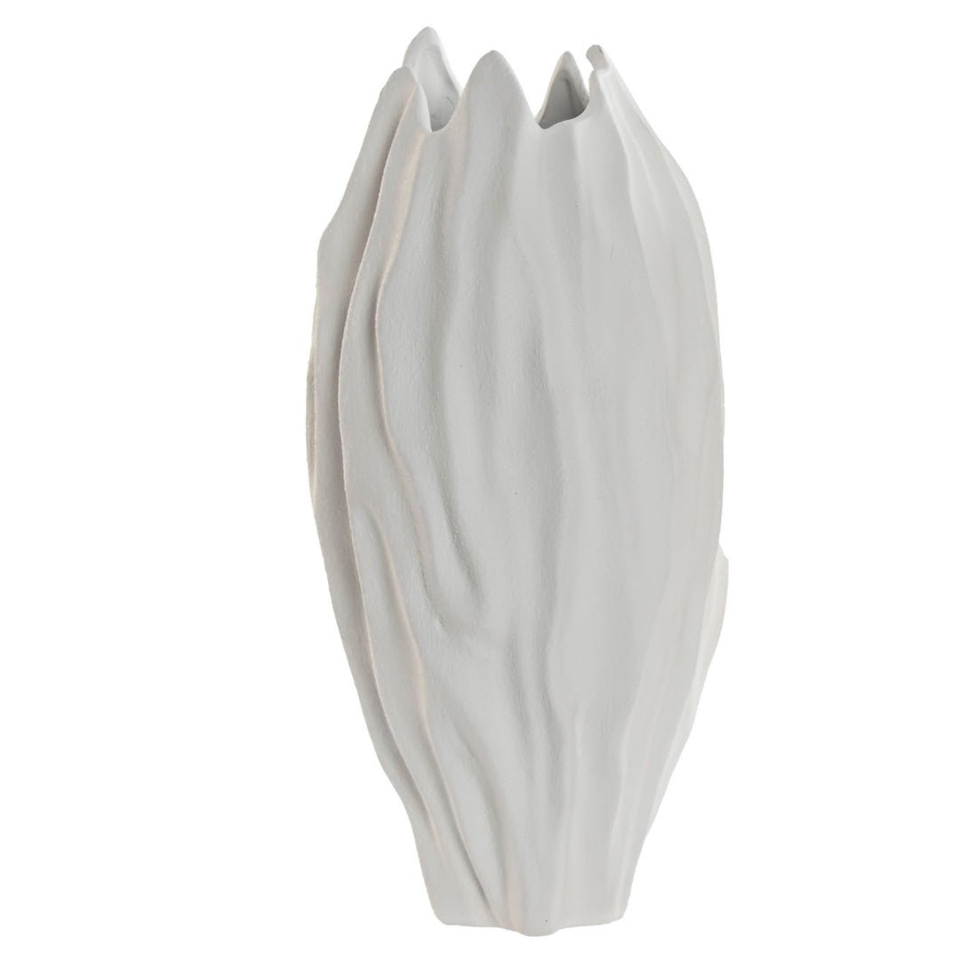 White Matt Wrinkled Vase - LUXONAS