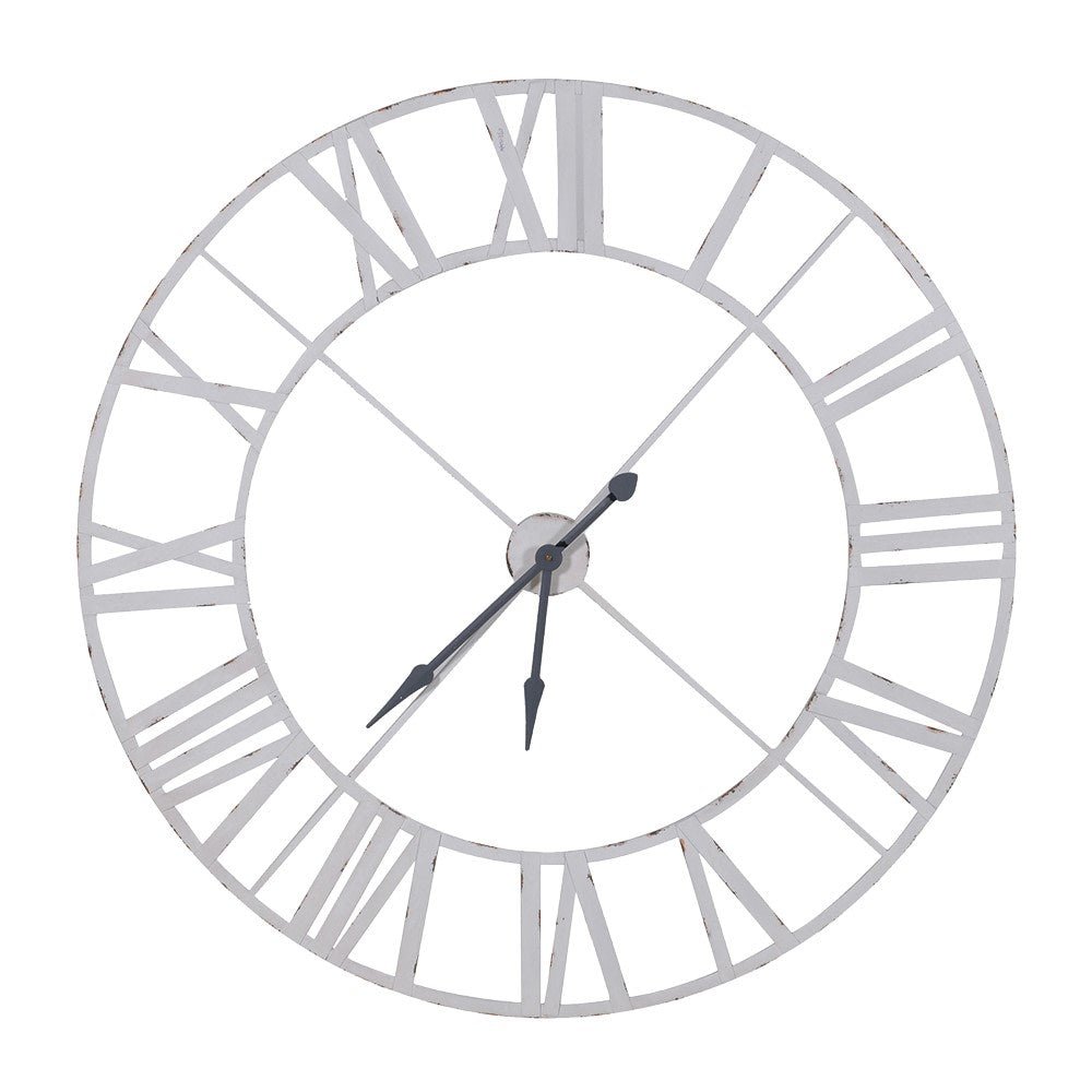 Large White Metal Outline Wall Clock - 120cm