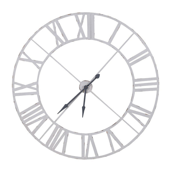 Large White Metal Outline Wall Clock - 120cm