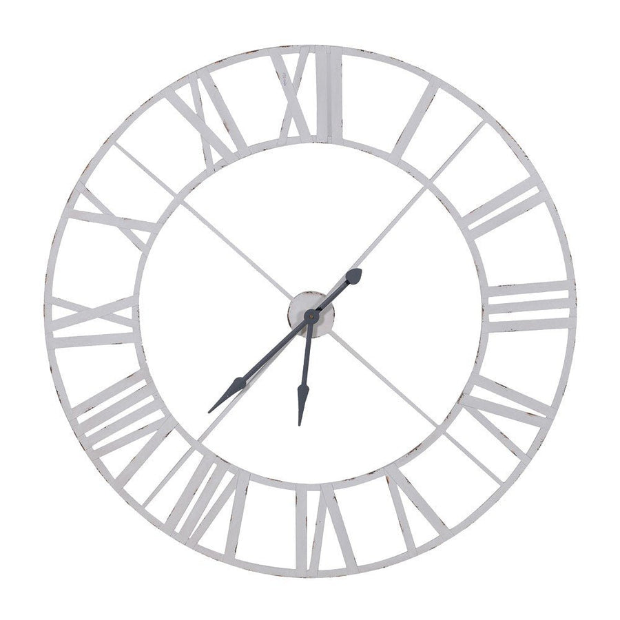 Large White Metal Outline Wall Clock - 120cm
