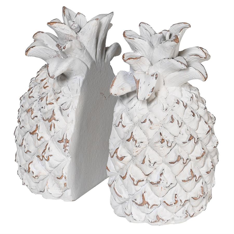 White Pineapple Resin Bookends