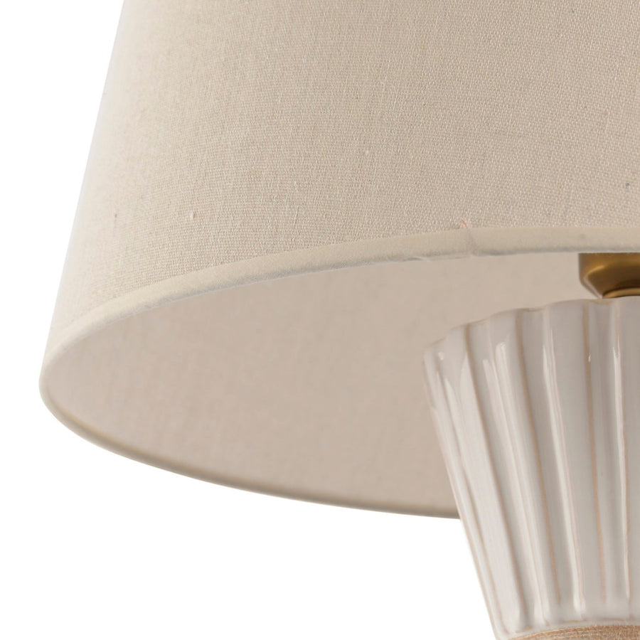 White Porcelain and Linen Table Lamp